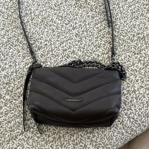Rebecca Minkoff Quilted Black Leather Crossbody with Gunmetal Chain